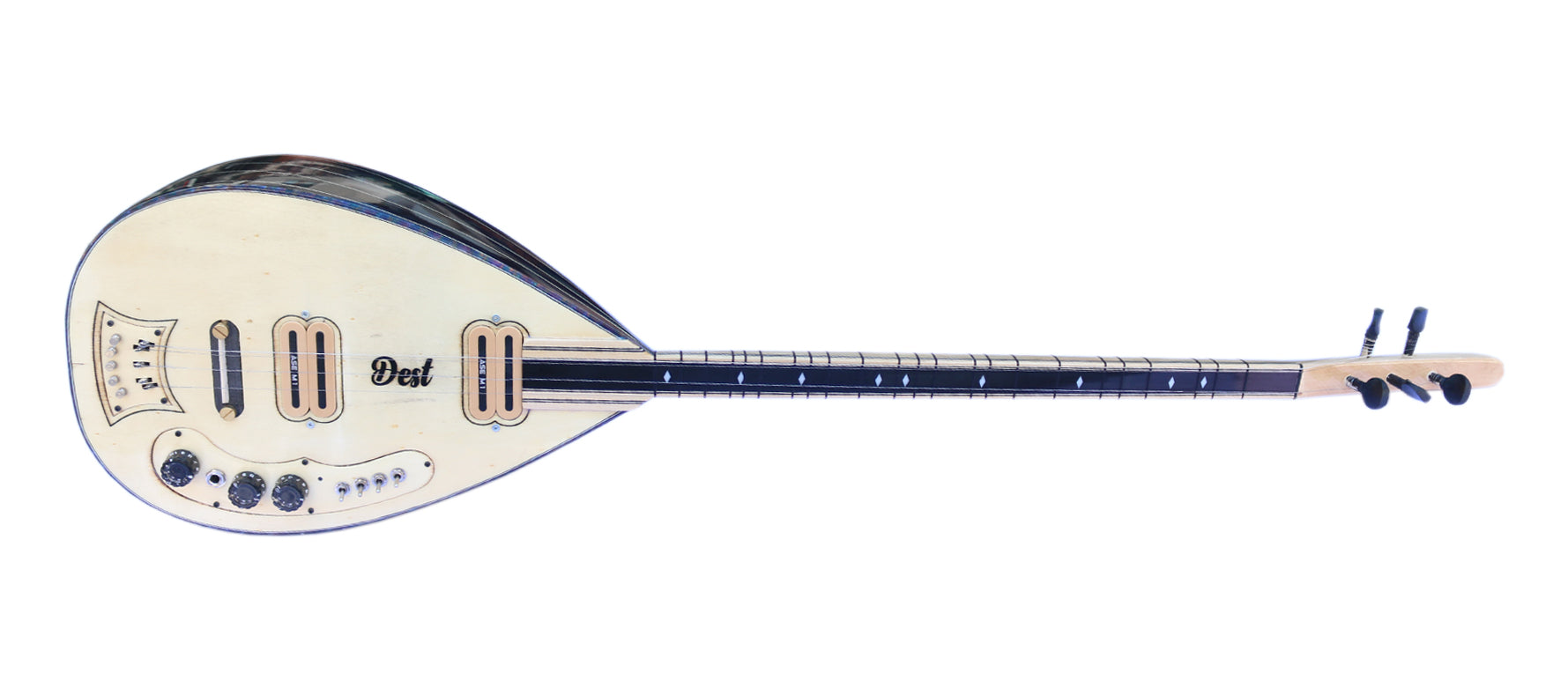Wenge und Fichte Elektro-Baglama Saz ASEL-104 mit aktiver Werks-Tonabnehmer von Dest