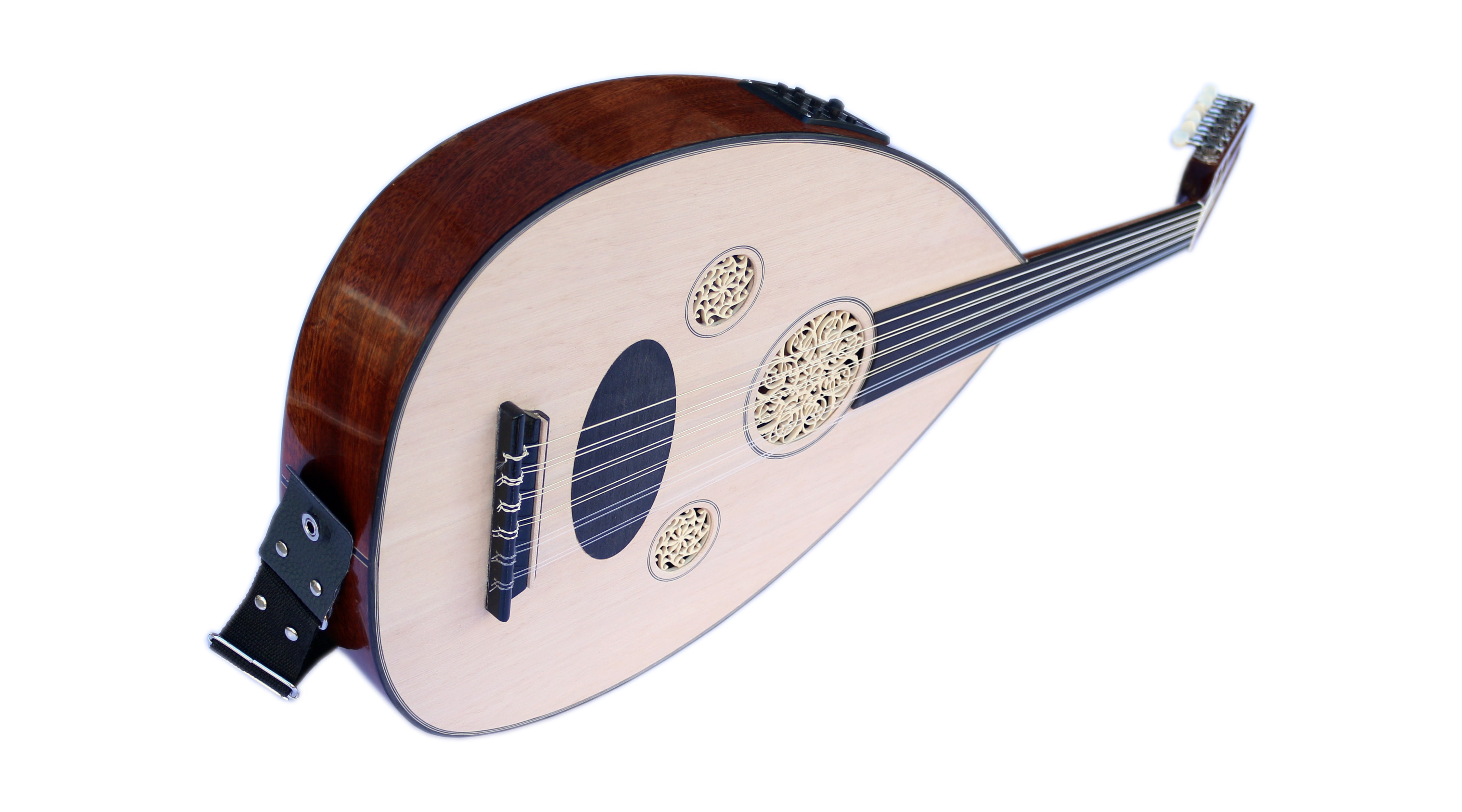 Türkische Halb-E-Akustik-Oud OUDE 5 mit Mahagoni-Korpus und Fichtendecke