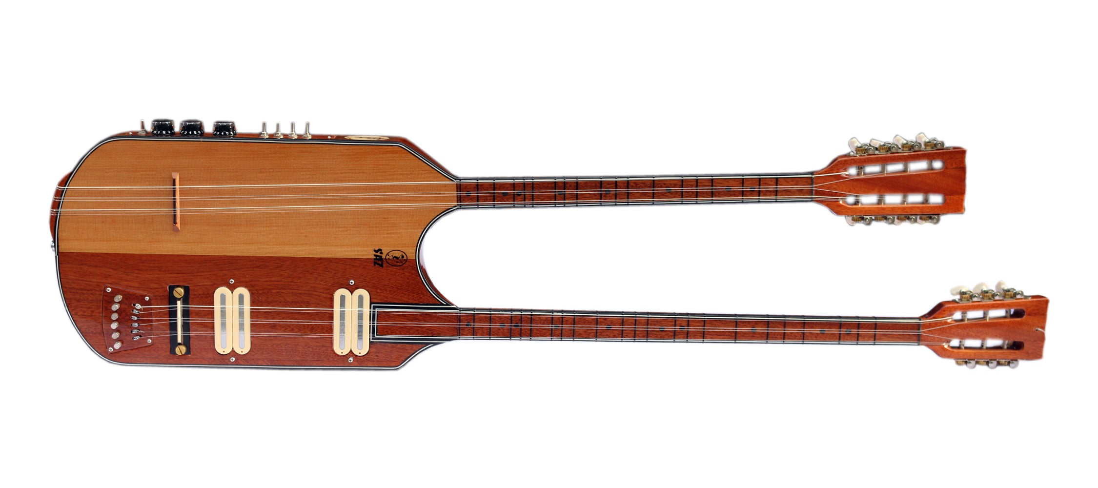 Doppelhals Flach-Akustikbaglama und E-Saz DBL-504 von Sala