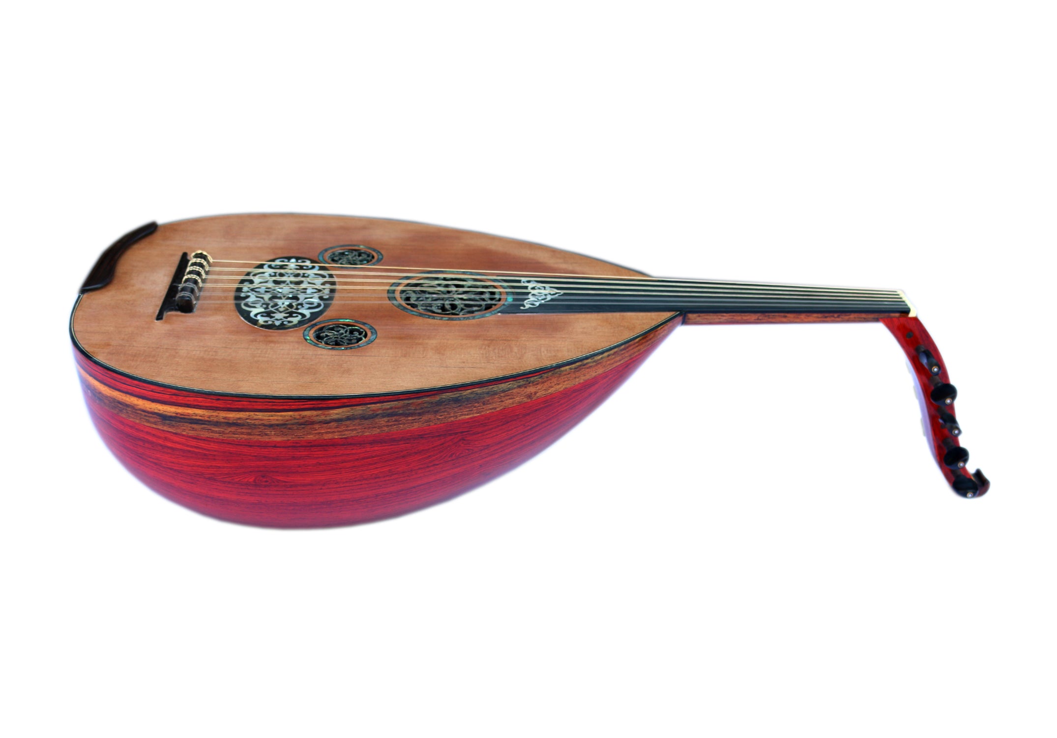 Handgefertigte türkische Oud MCO-5 von Mustafa Copcuoglu mit Cocobolo-Korpus und Zederndecke