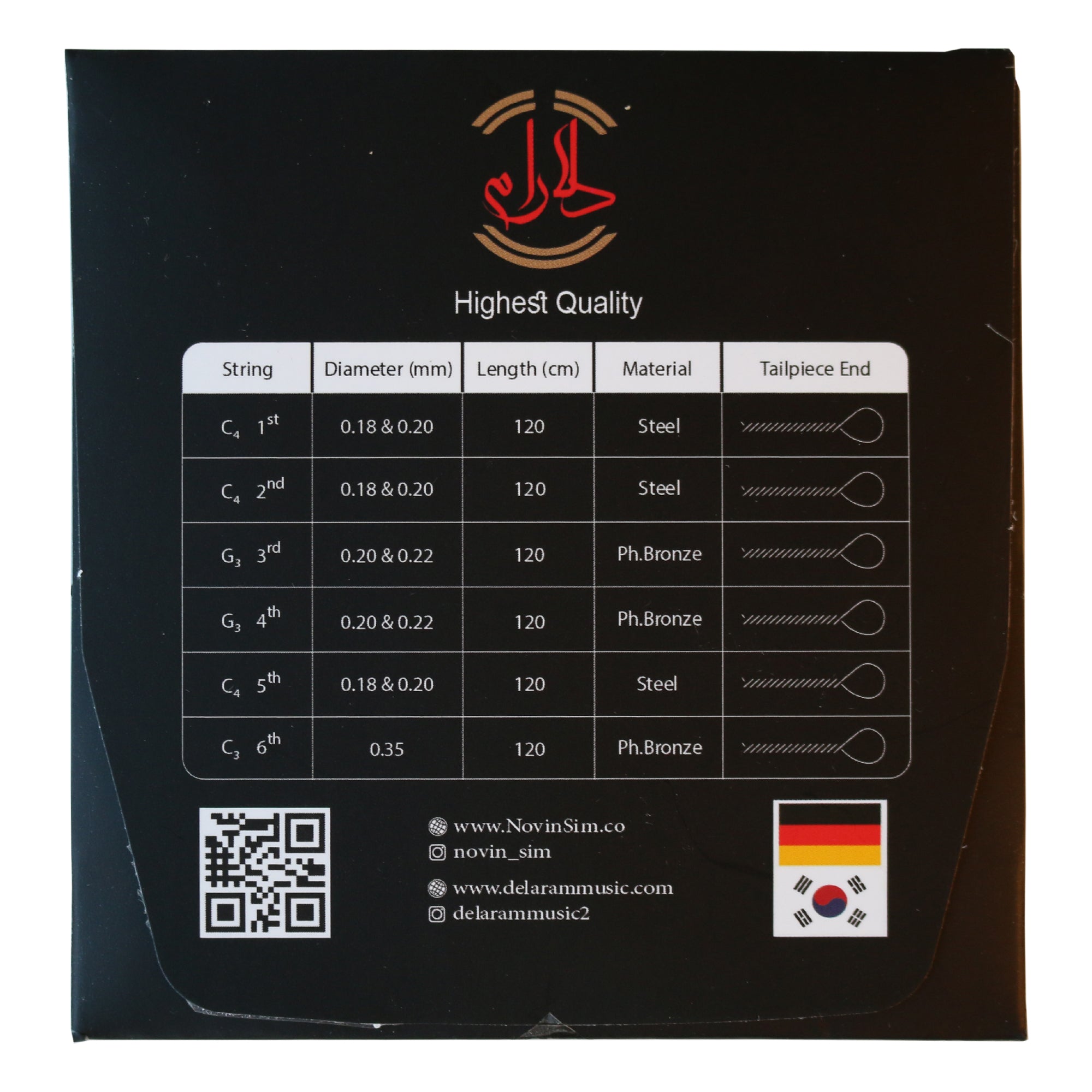 Premium Tar Saiten NST-204 von Novin persisches Instrument Ersatzsaiten-Set