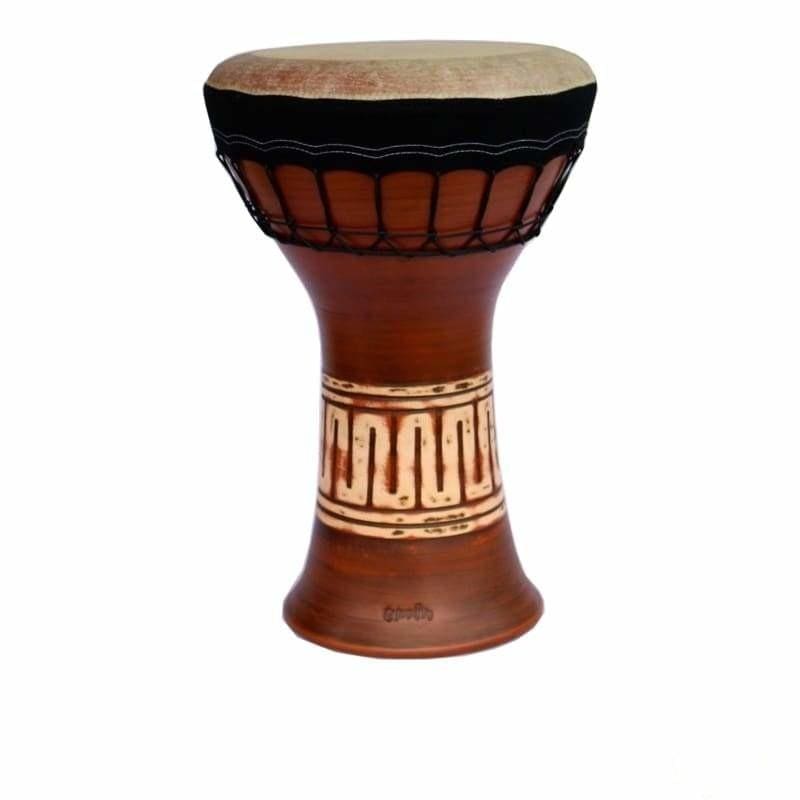 Professionelle Ton-Keramik-Solo-Darbuka EP-004-A von Emin Percussion mit Ziegenfell
